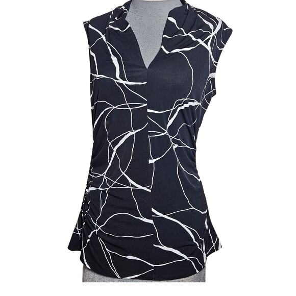 Vince Camuto Black and White Sleeveless Blouse Size Large - Picture 1 of 4